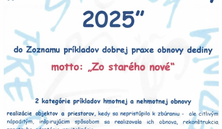 1. fotografia fotogalérie Aktuality / Ocenenie „Tvár a duša dediny 2025“ - foto
