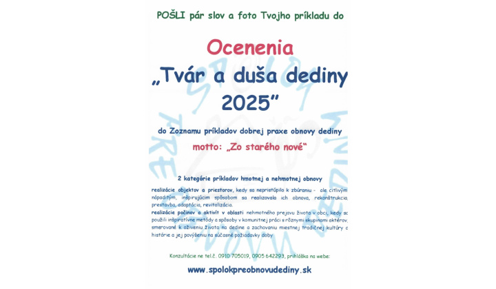 Ocenenia ''Tvár a duša dediny 2025''